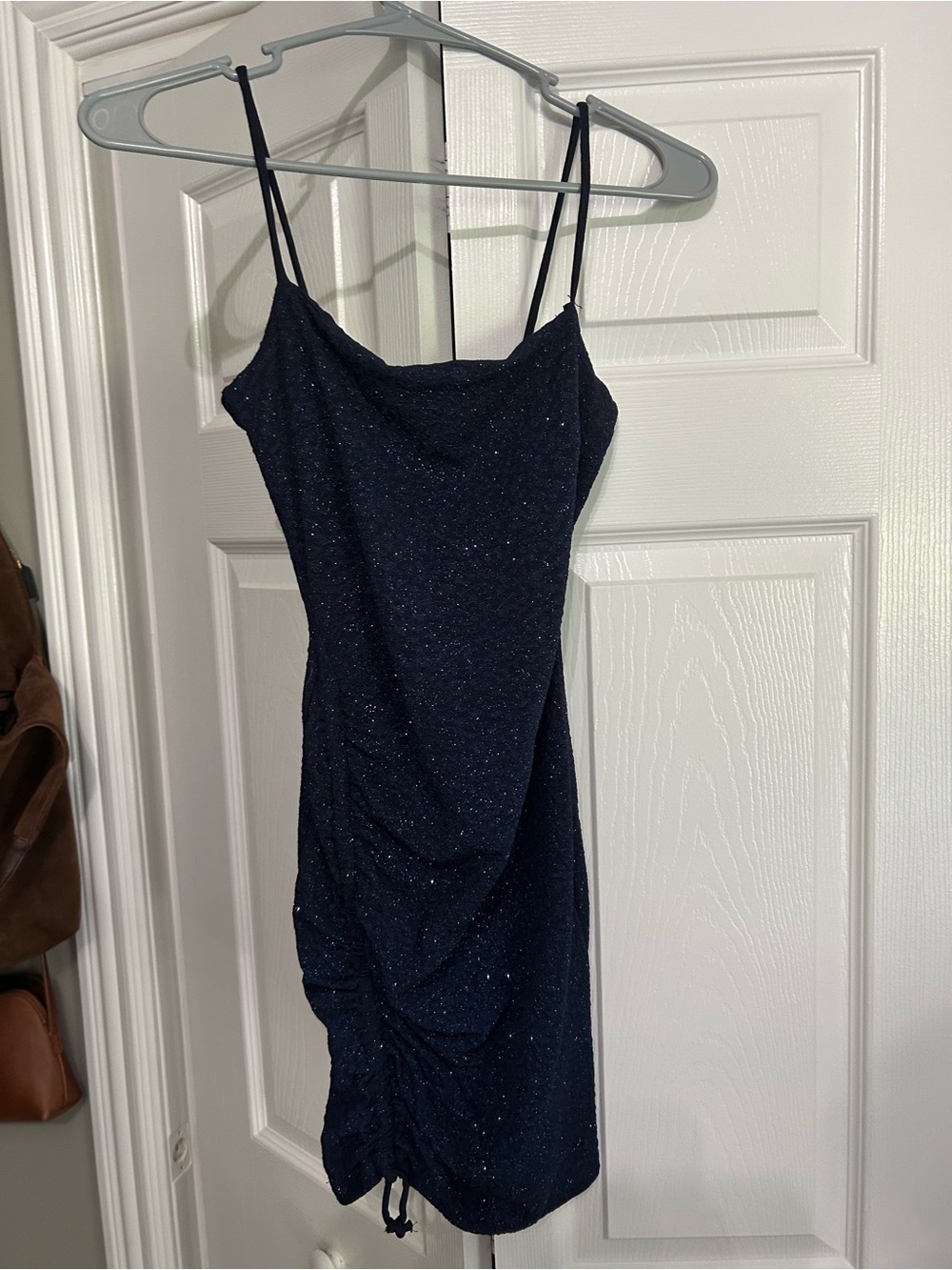 Lucy in the Sky Navy Sparkle Cowl Slip Dress
